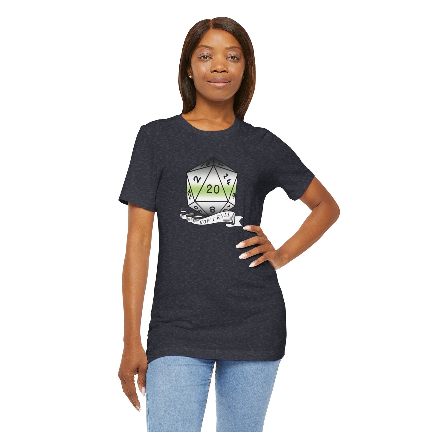 This Is How I Roll | Pride Flag D20 T-Shirt | Unisex T-Shirt | Nerdy Agender Pride