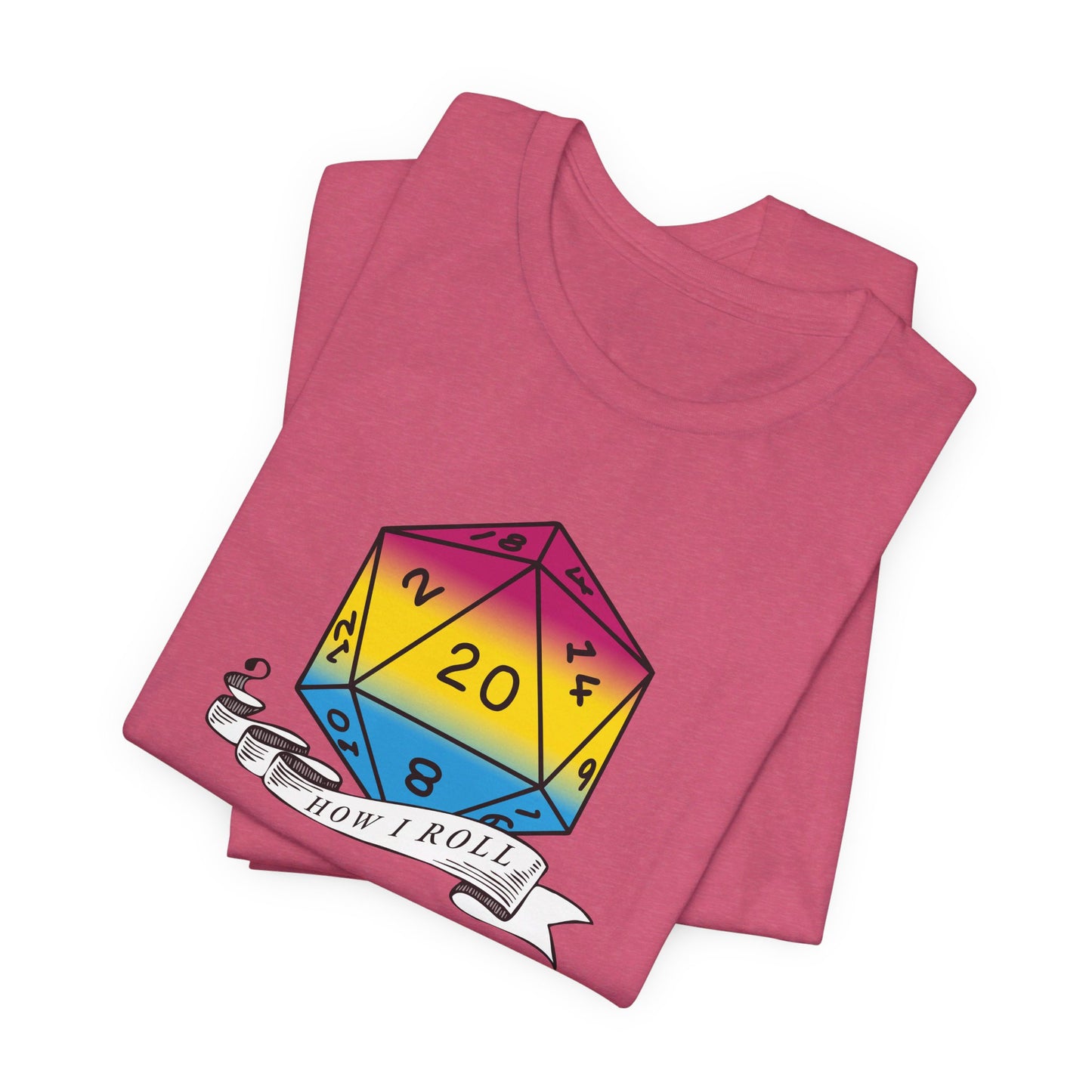 This Is How I Roll | Pride Flag D20 T-Shirt | Unisex T-Shirt | Nerdy Pansexual Pride