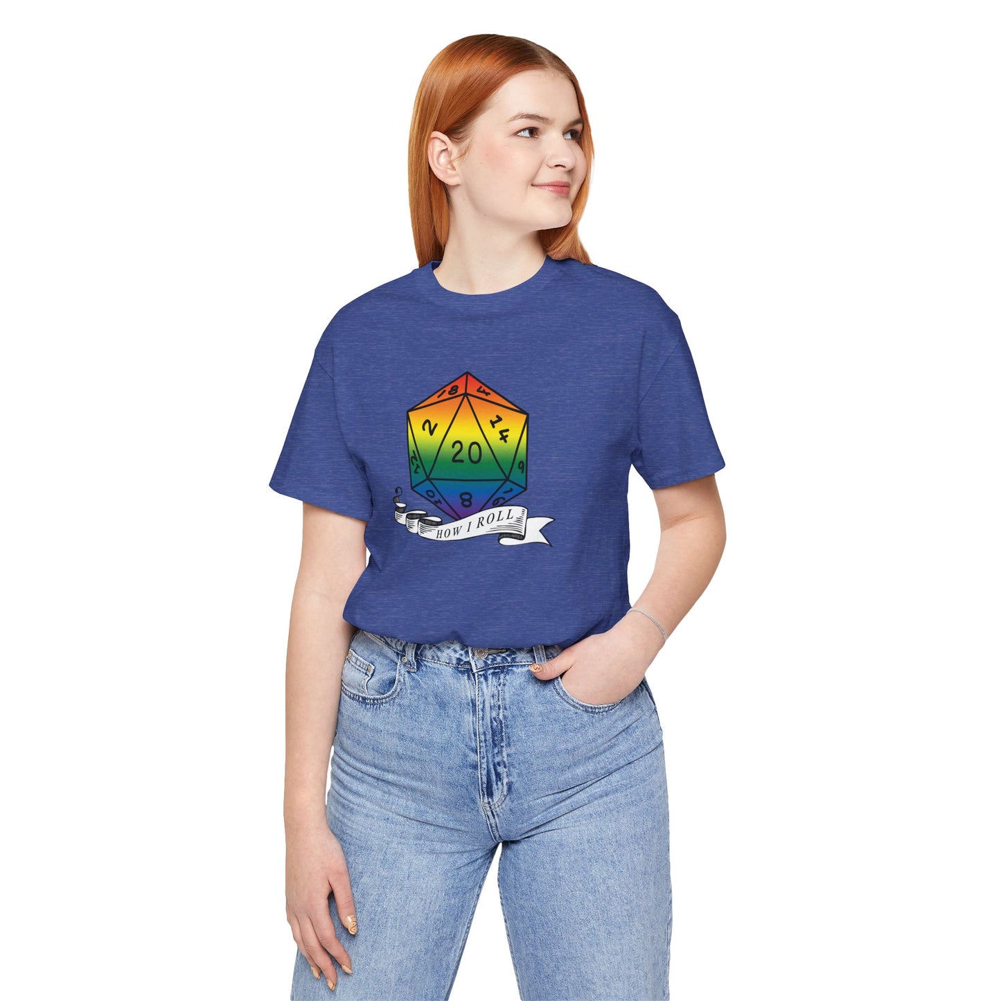 Rainbow Pride D20 "How I Roll" Unisex Jersey Short Sleeve Tee