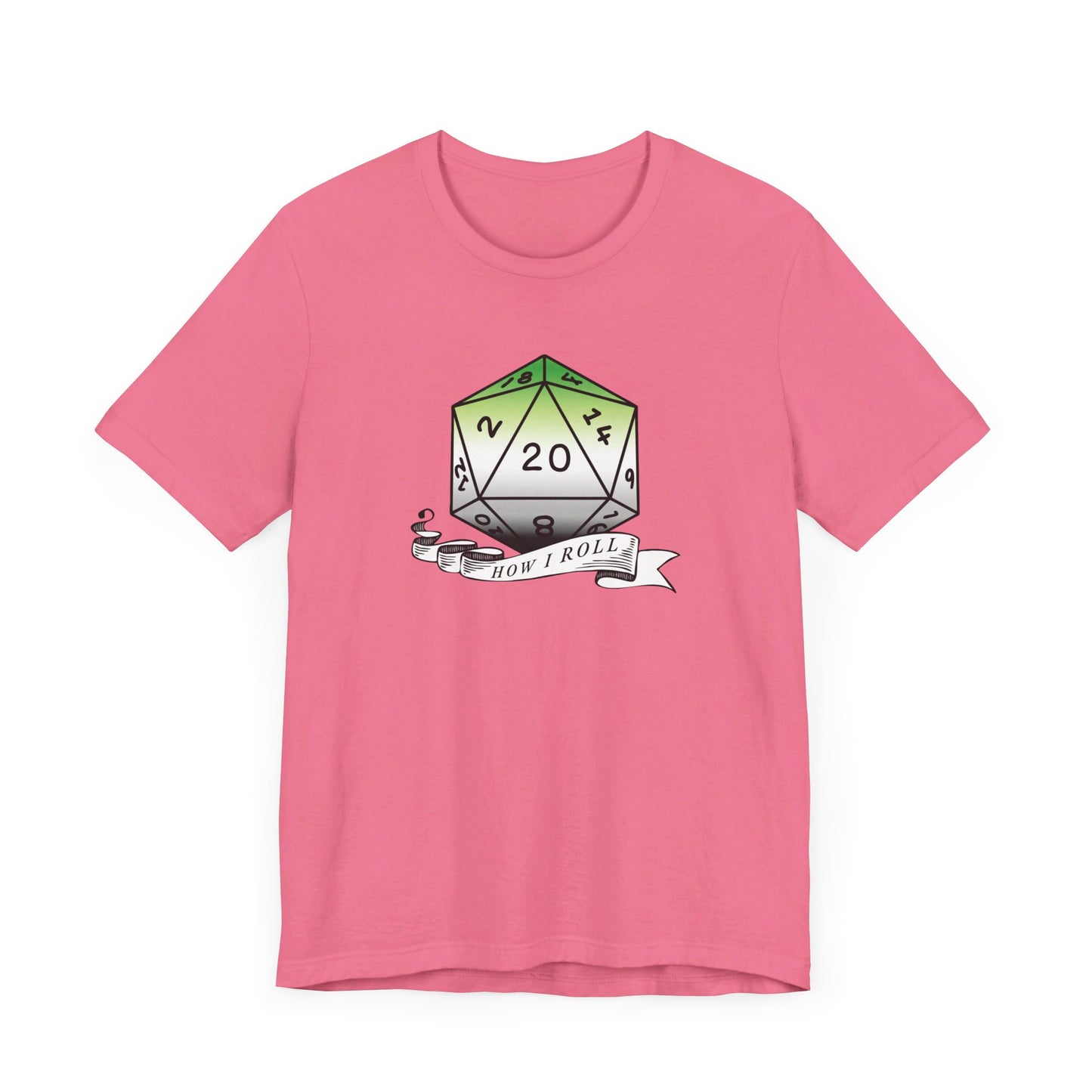 This Is How I Roll | Pride Flag D20 T-Shirt | Unisex T-Shirt | Nerdy Aromantic Pride
