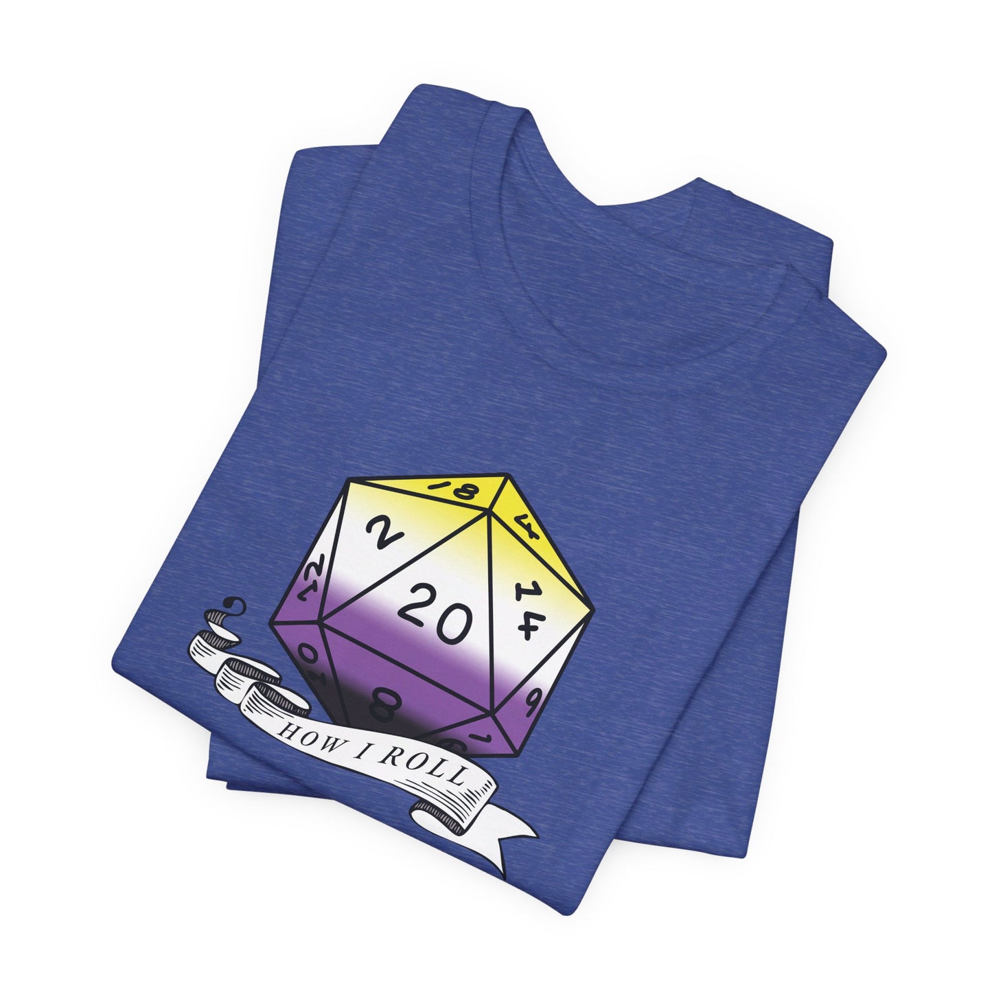 Non-Binary Pride Flag | This Is How I Roll | D20 T-Shirt | Unisex T-Shirt | Nerdy Non-Binary Pride