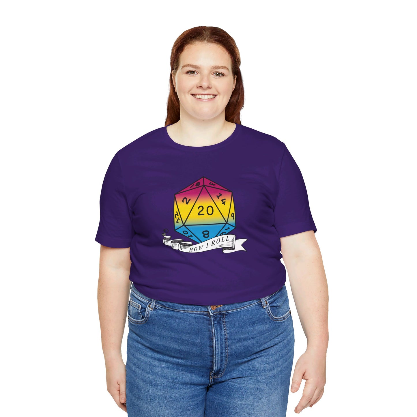 This Is How I Roll | Pride Flag D20 T-Shirt | Unisex T-Shirt | Nerdy Pansexual Pride