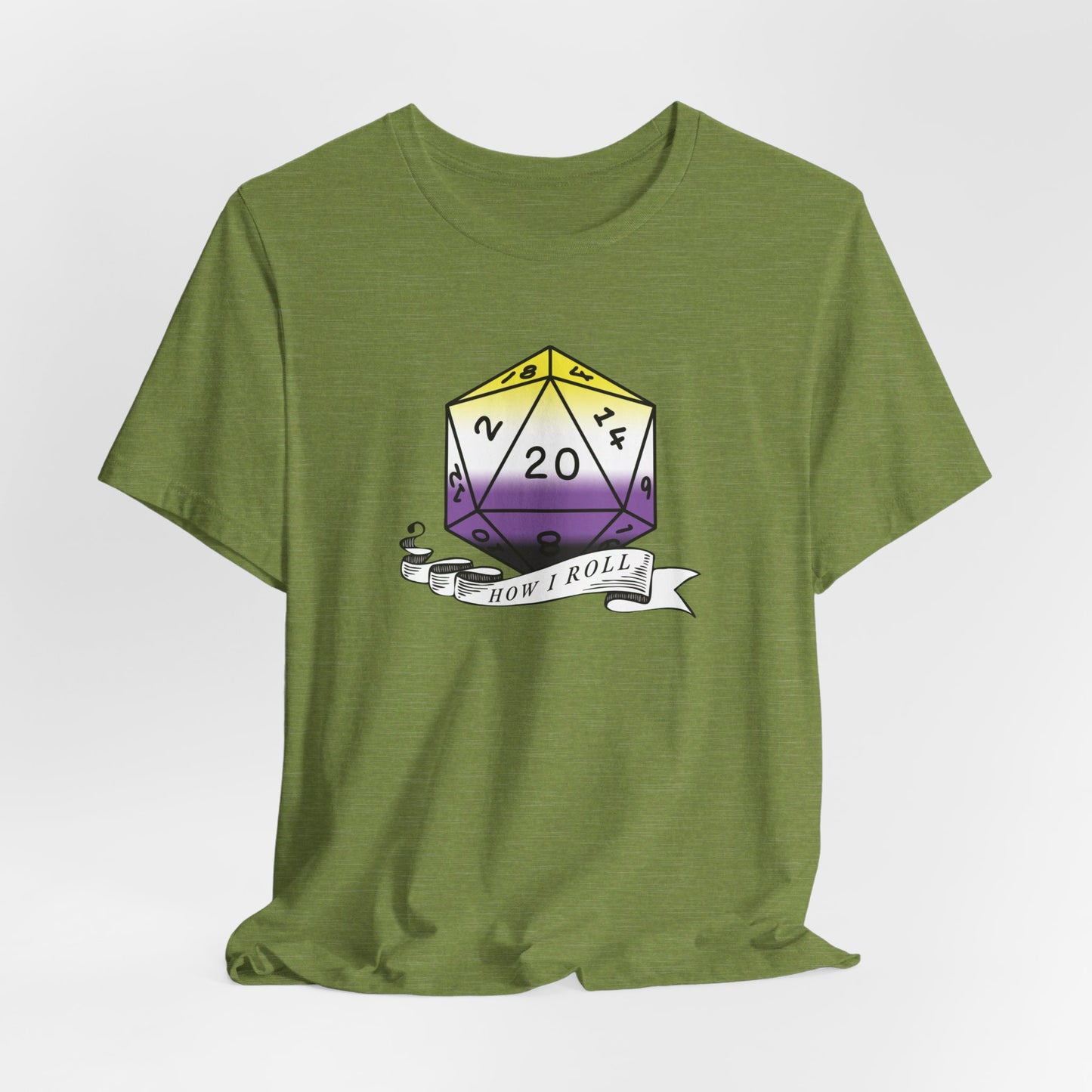 This Is How I Roll | Pride Flag D20 T-Shirt | Unisex T-Shirt | Nerdy Non-Binary Pride