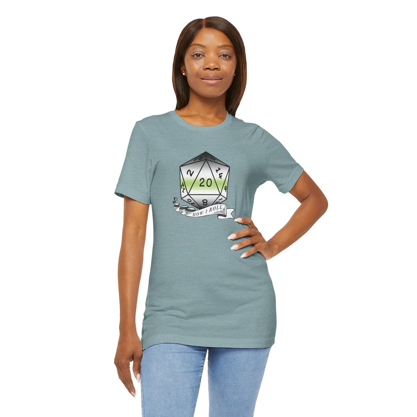 This Is How I Roll | Pride Flag D20 T-Shirt | Unisex T-Shirt | Nerdy Agender Pride