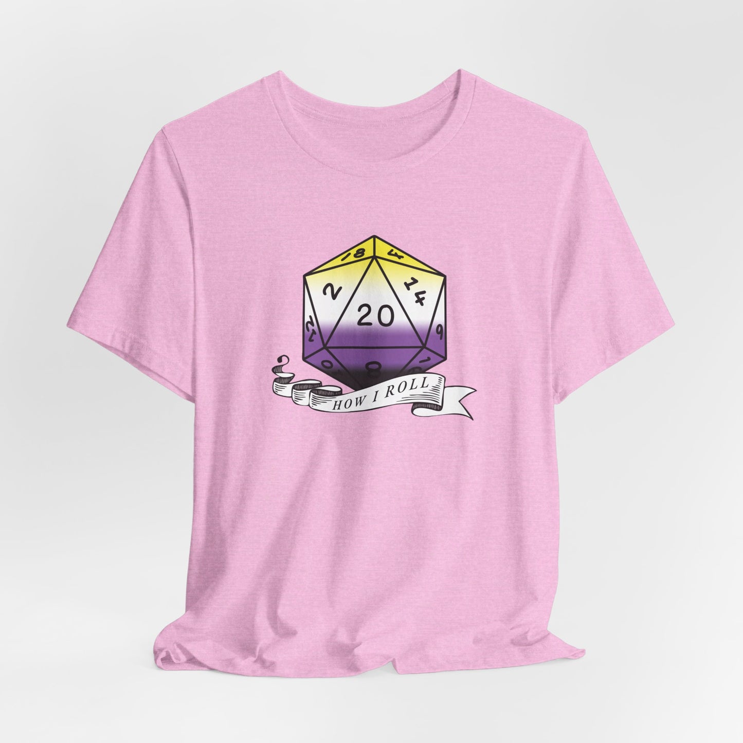 This Is How I Roll | Pride Flag D20 T-Shirt | Unisex T-Shirt | Nerdy Non-Binary Pride