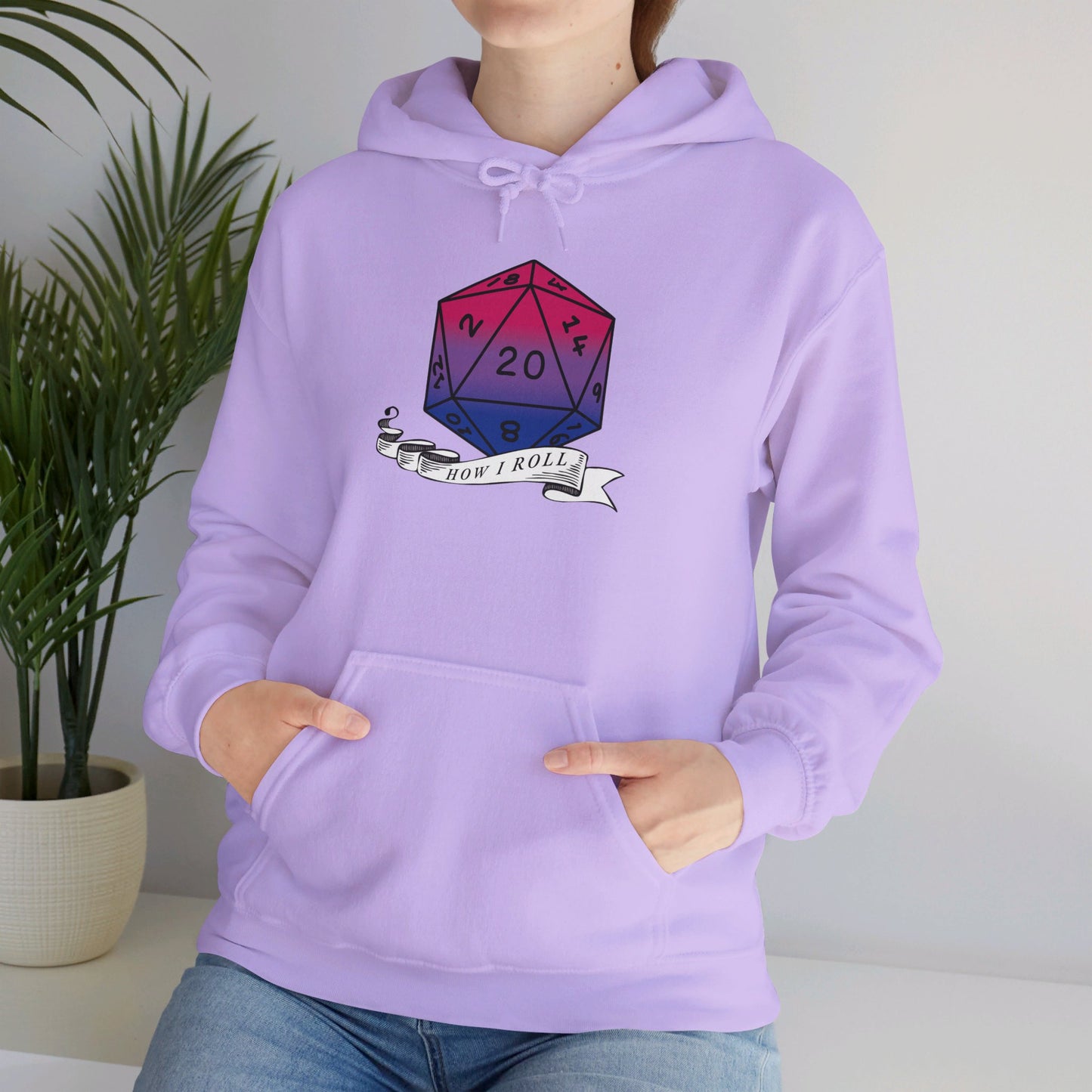 Nerdy Bisexual Pride | How I Roll | Pride Flag D20 Hoodie | Unisex Heavy Blend™ Hooded Sweatshirt