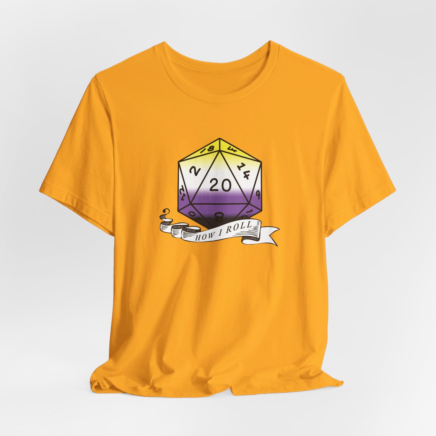 This Is How I Roll | Pride Flag D20 T-Shirt | Unisex T-Shirt | Nerdy Non-Binary Pride