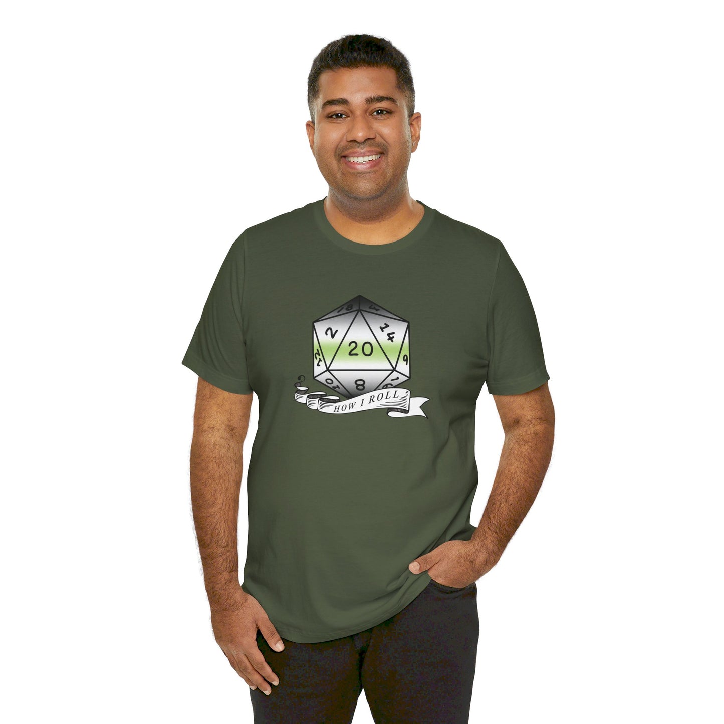 This Is How I Roll | Pride Flag D20 T-Shirt | Unisex T-Shirt | Nerdy Agender Pride