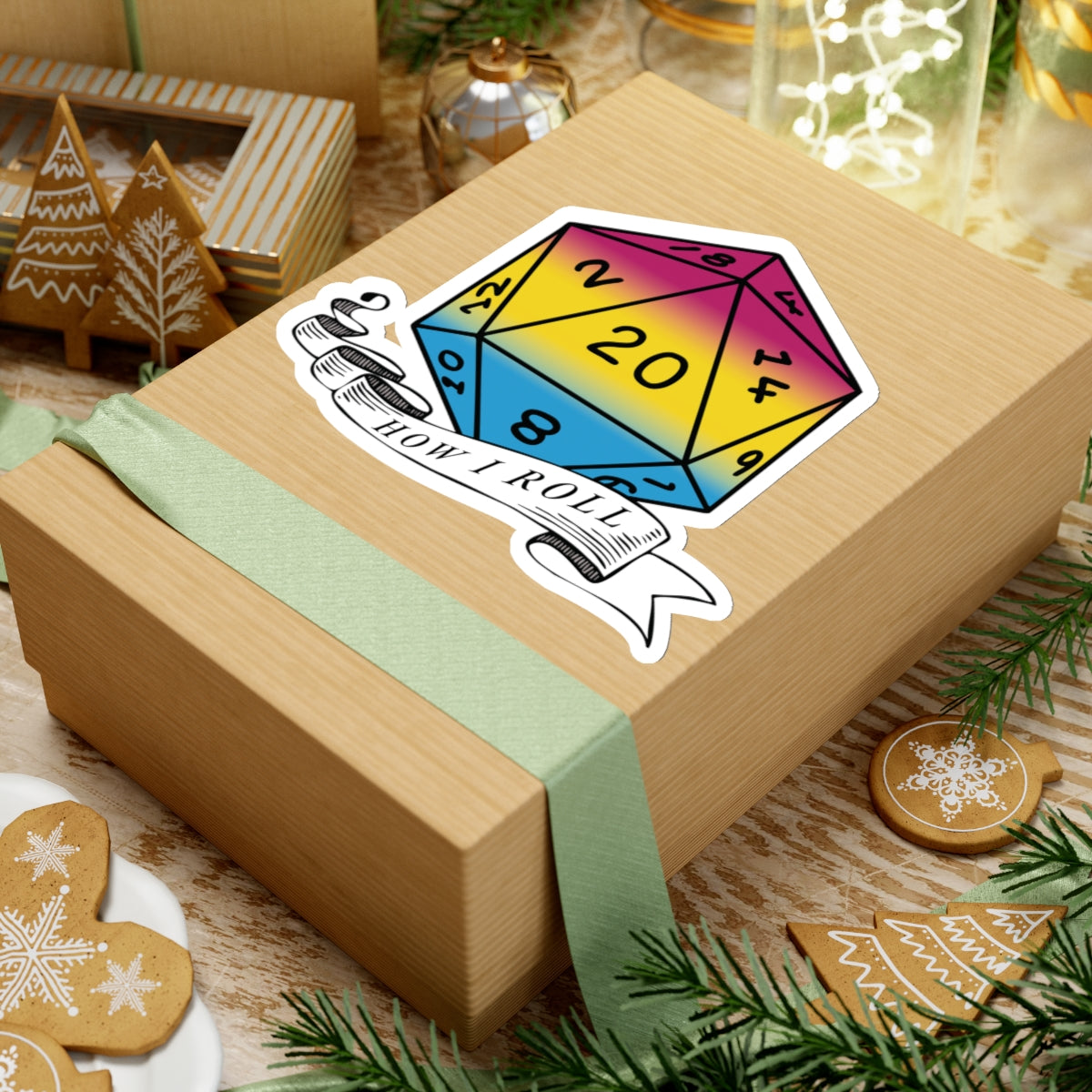 Pansexual Flag PRIDE D20 How I Roll Sticker