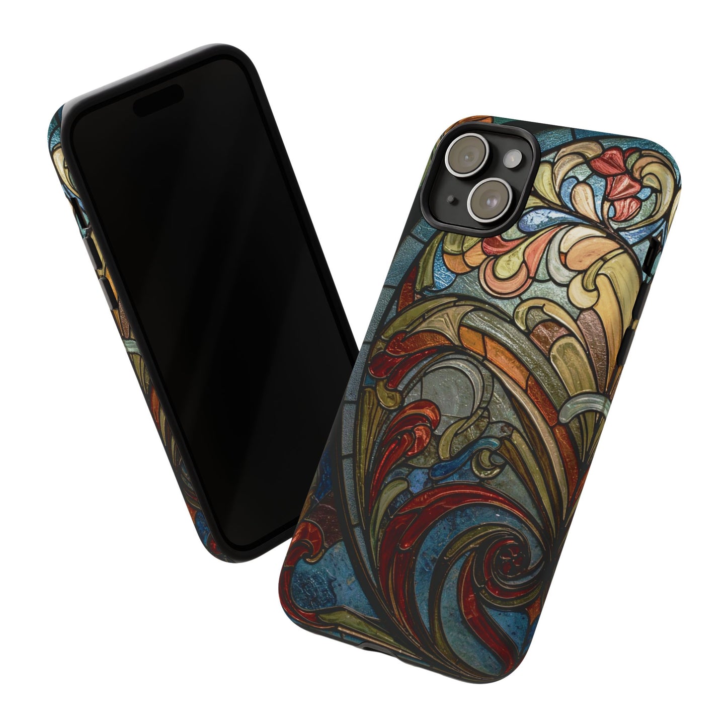 Faux Stained Glass iPhone Case, Art Nouveau Tough Case, Vintage Art Lover Gift, Durable Protector, Artistic Phone Cover, Art Deco Phone Case