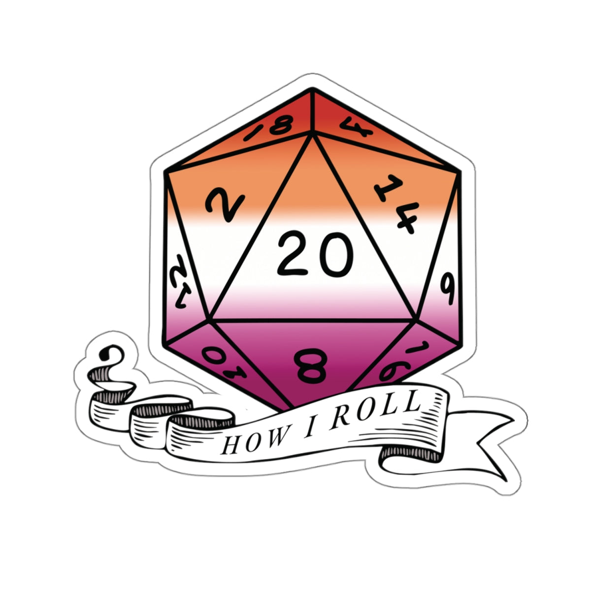 Lesbian Flag PRIDE D20 How I Roll Sticker