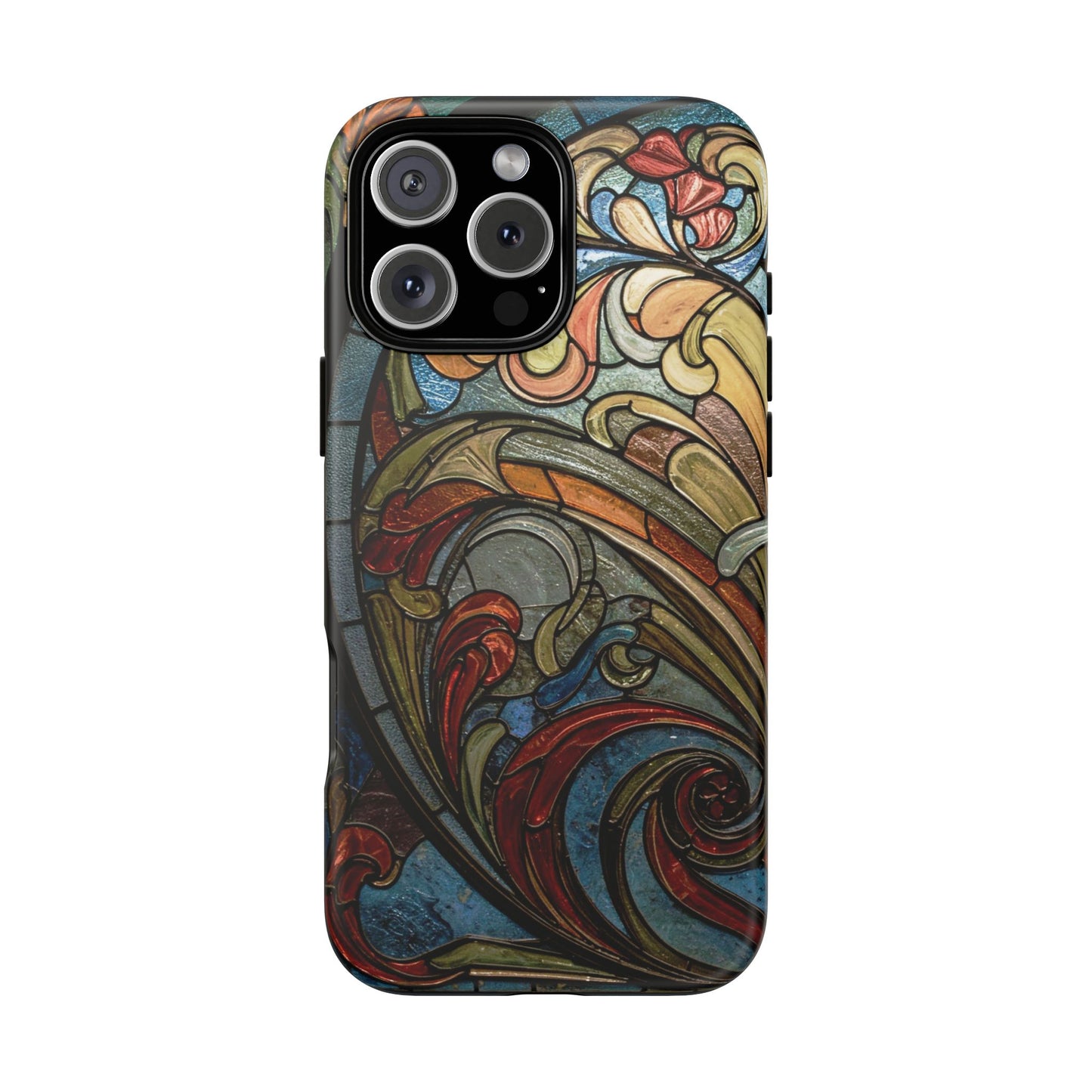 Faux Stained Glass iPhone Case, Art Nouveau Tough Case, Vintage Art Lover Gift, Durable Protector, Artistic Phone Cover, Art Deco Phone Case