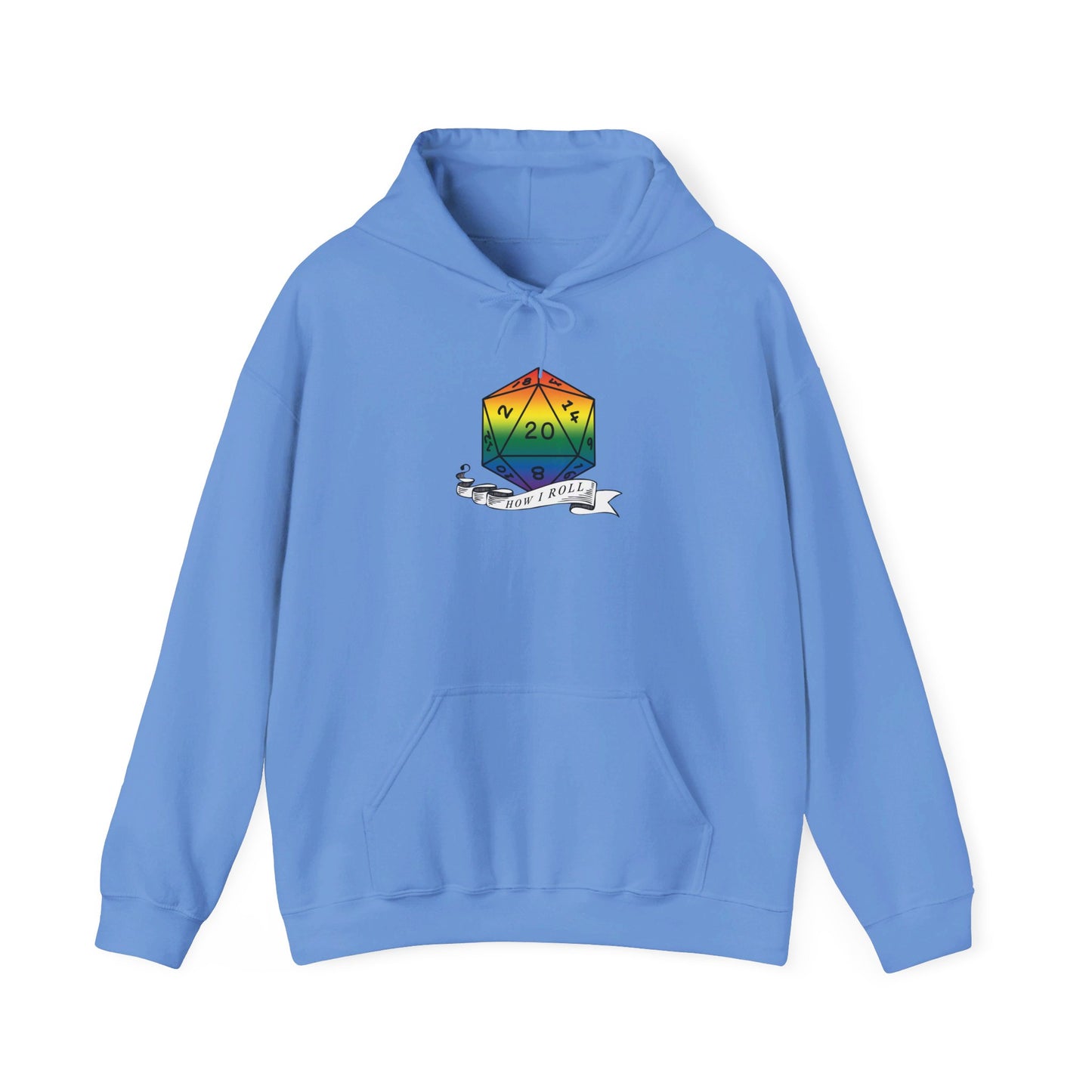 Nerdy Rainbow Flag Pride | How I Roll | Pride Flag D20 Hoodie | Unisex Heavy Blend™ Hooded Sweatshirt