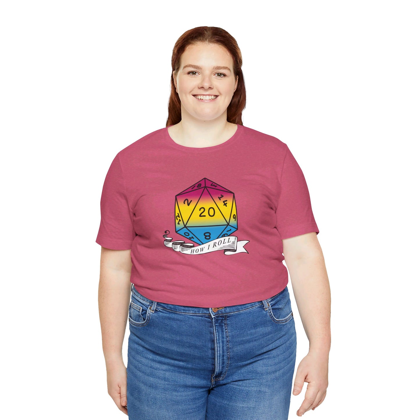 This Is How I Roll | Pride Flag D20 T-Shirt | Unisex T-Shirt | Nerdy Pansexual Pride