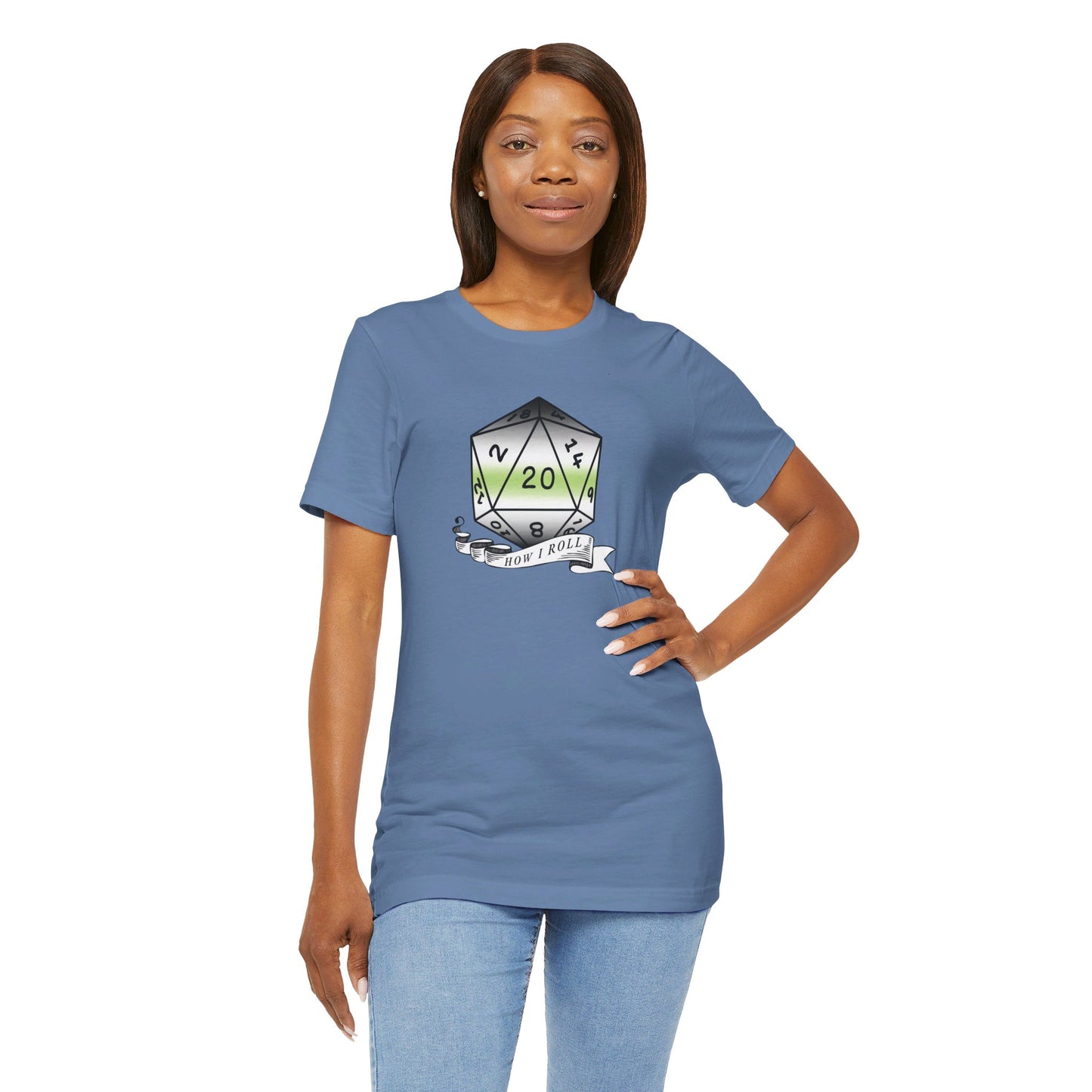 This Is How I Roll | Pride Flag D20 T-Shirt | Unisex T-Shirt | Nerdy Agender Pride