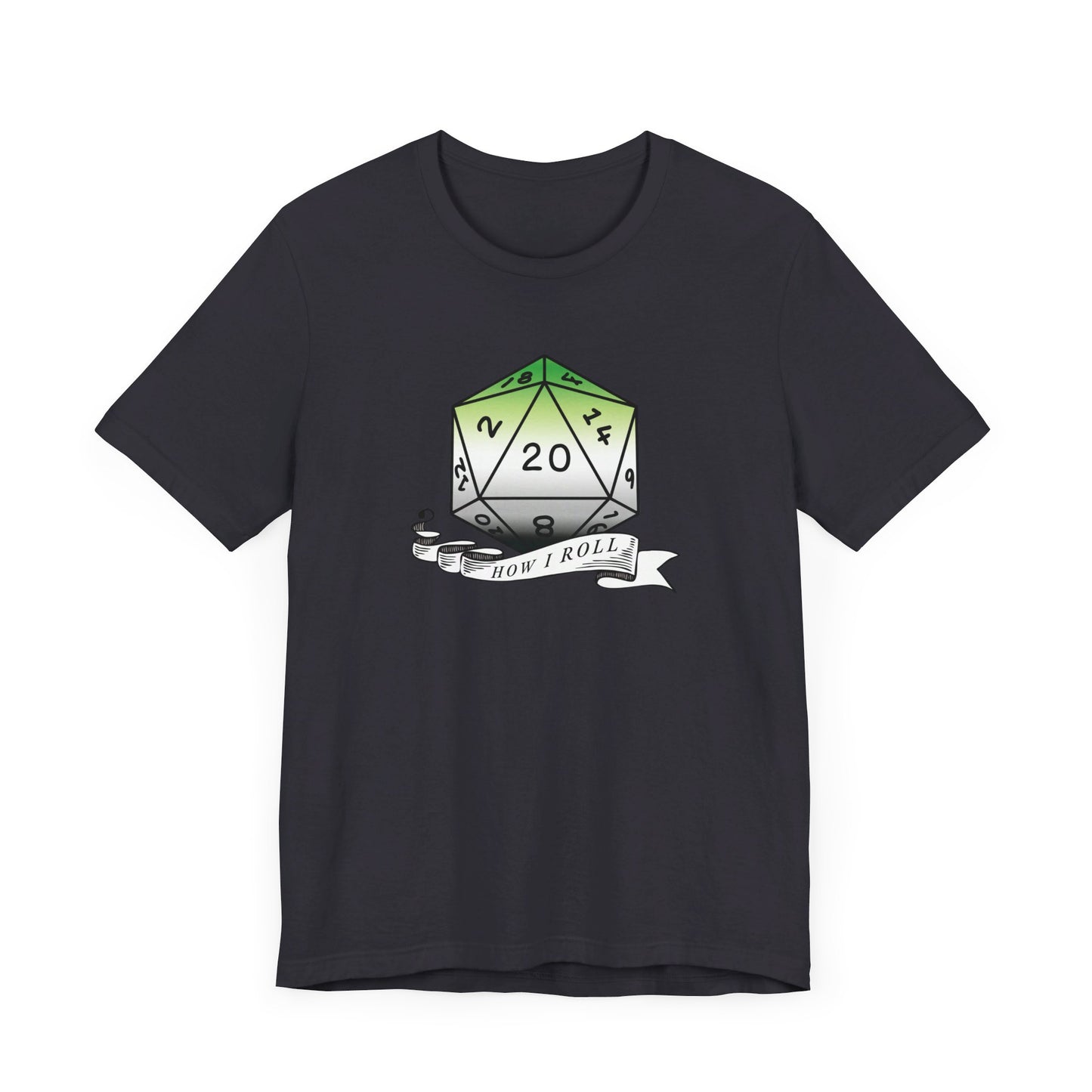 This Is How I Roll | Pride Flag D20 T-Shirt | Unisex T-Shirt | Nerdy Aromantic Pride