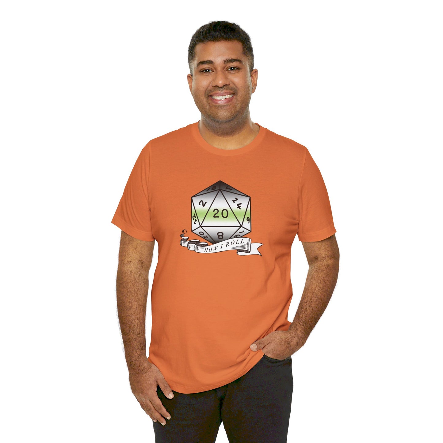This Is How I Roll | Pride Flag D20 T-Shirt | Unisex T-Shirt | Nerdy Agender Pride