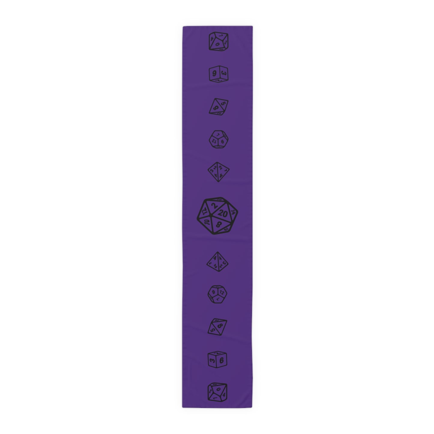 D20 TTRPG Dice, Purple and Black Table Runner, Game Night, DnD Wedding Table, Gaming Table, (Cotton, Poly)