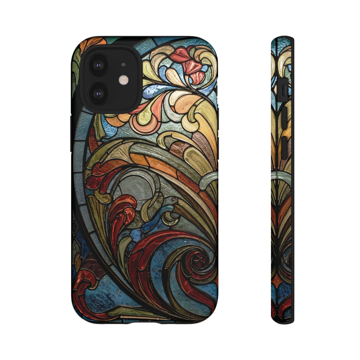 Faux Stained Glass iPhone Case, Art Nouveau Tough Case, Vintage Art Lover Gift, Durable Protector, Artistic Phone Cover, Art Deco Phone Case
