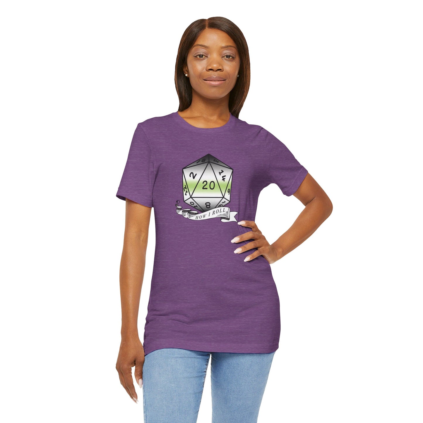 This Is How I Roll | Pride Flag D20 T-Shirt | Unisex T-Shirt | Nerdy Agender Pride
