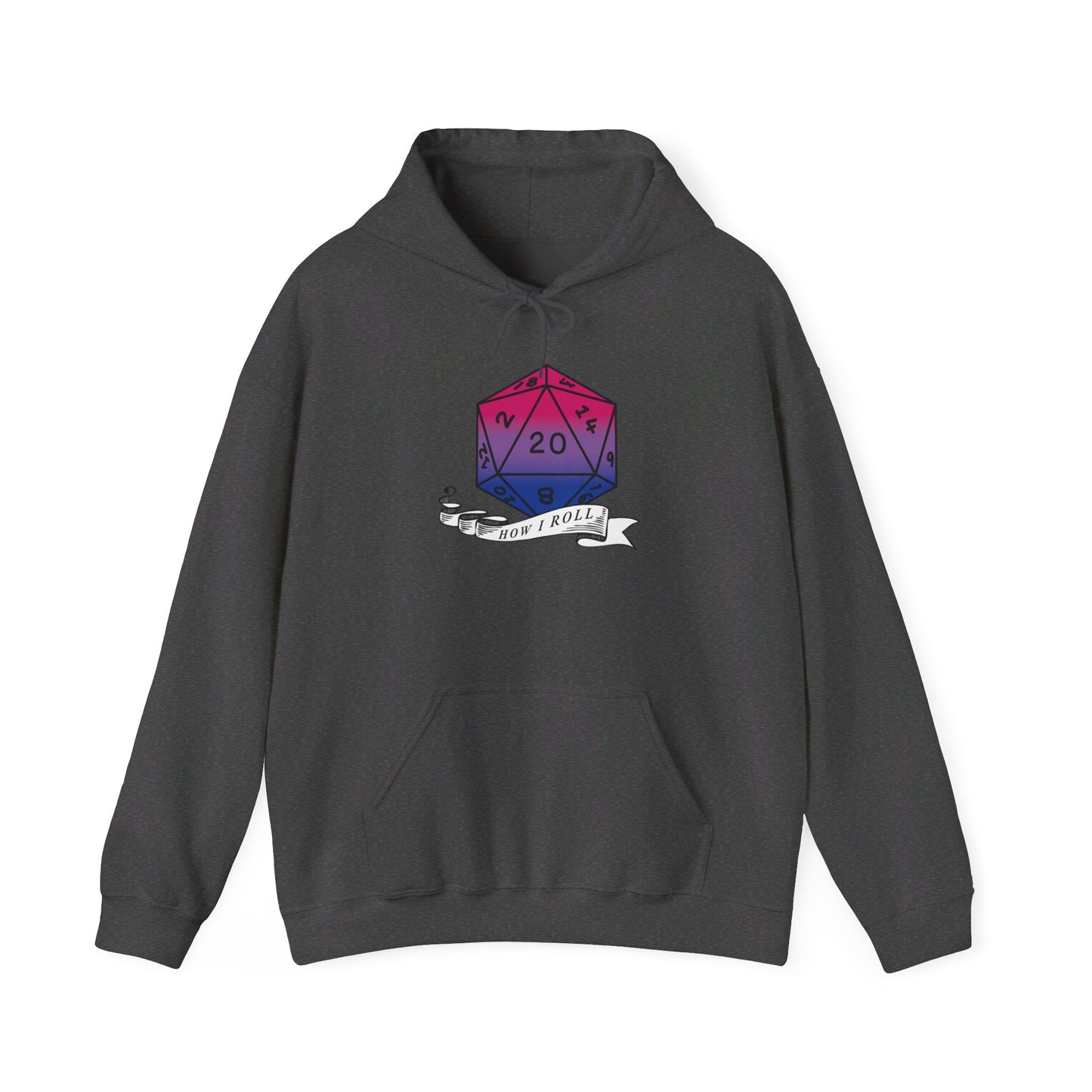 Nerdy Bisexual Pride | How I Roll | Pride Flag D20 Hoodie | Unisex Heavy Blend™ Hooded Sweatshirt