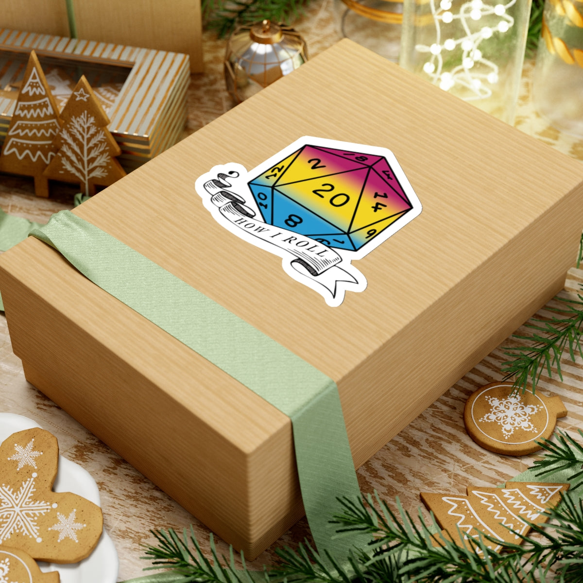 Pansexual Flag PRIDE D20 How I Roll Sticker
