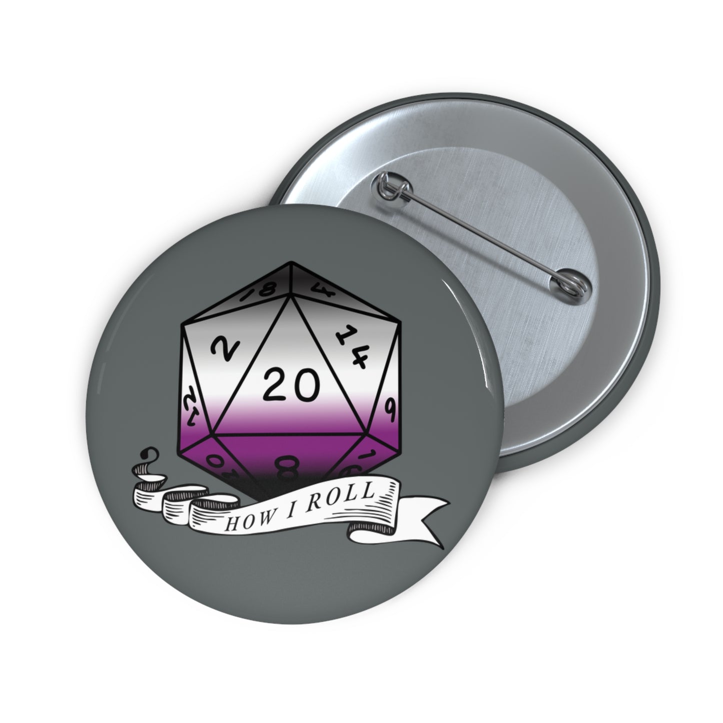 D20 ACE Pride Flag How I Roll Button Pin, LGBTQ+ Pin, ACE Accessories, Statement Pin, Pride Parade Gear