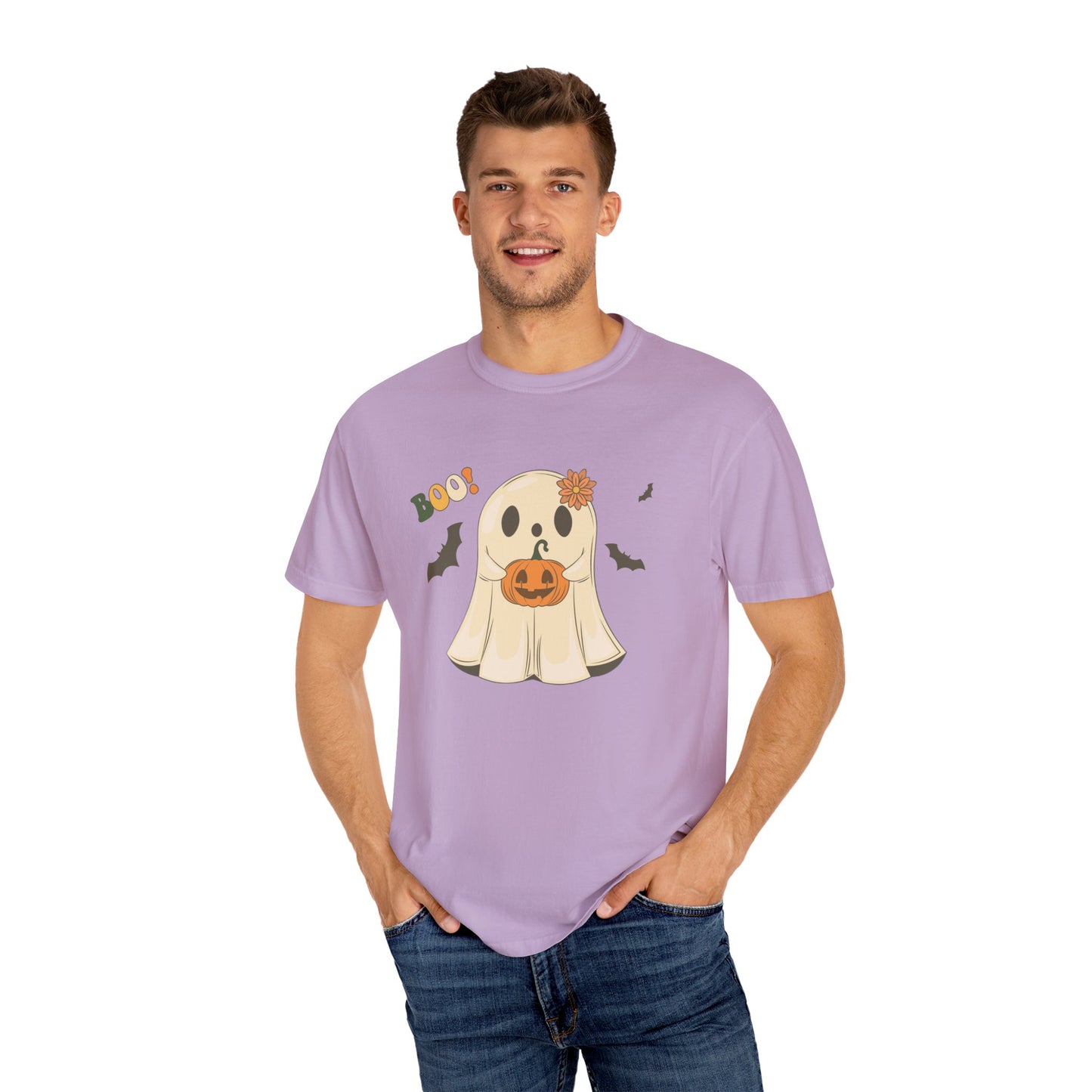 Cute Retro Halloween Ghost t-shirt, Boo Shirt, Spooky Ghost tee, Spooky Vibes, Unisex Garment-Dyed T-shirt