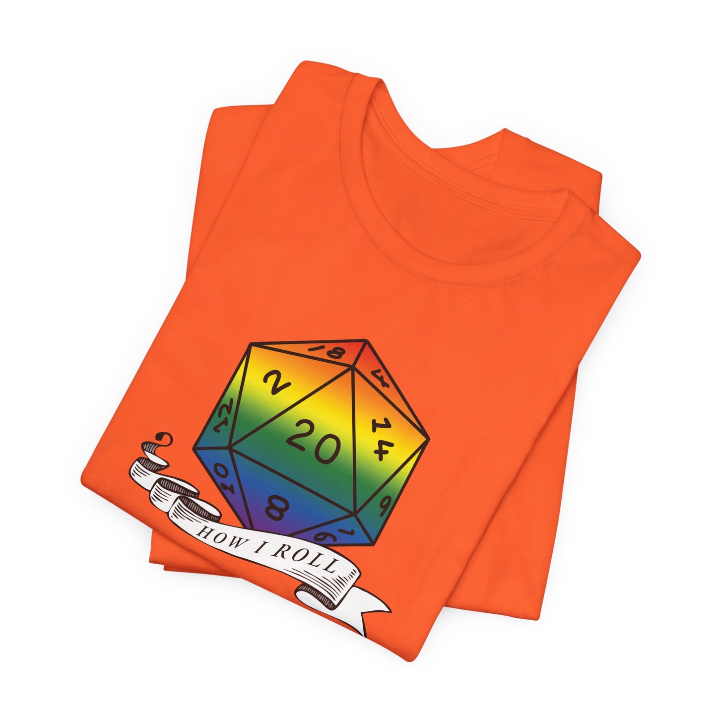 Rainbow Pride D20 "How I Roll" Unisex Jersey Short Sleeve Tee