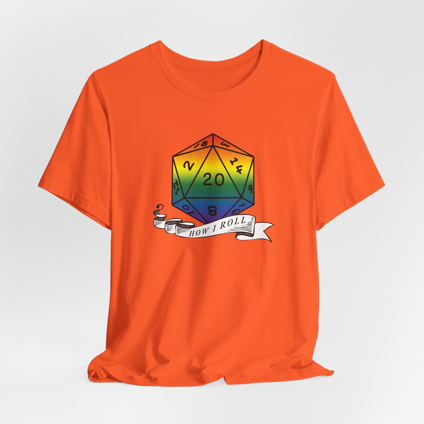 Rainbow Pride D20 "How I Roll" Unisex Jersey Short Sleeve Tee
