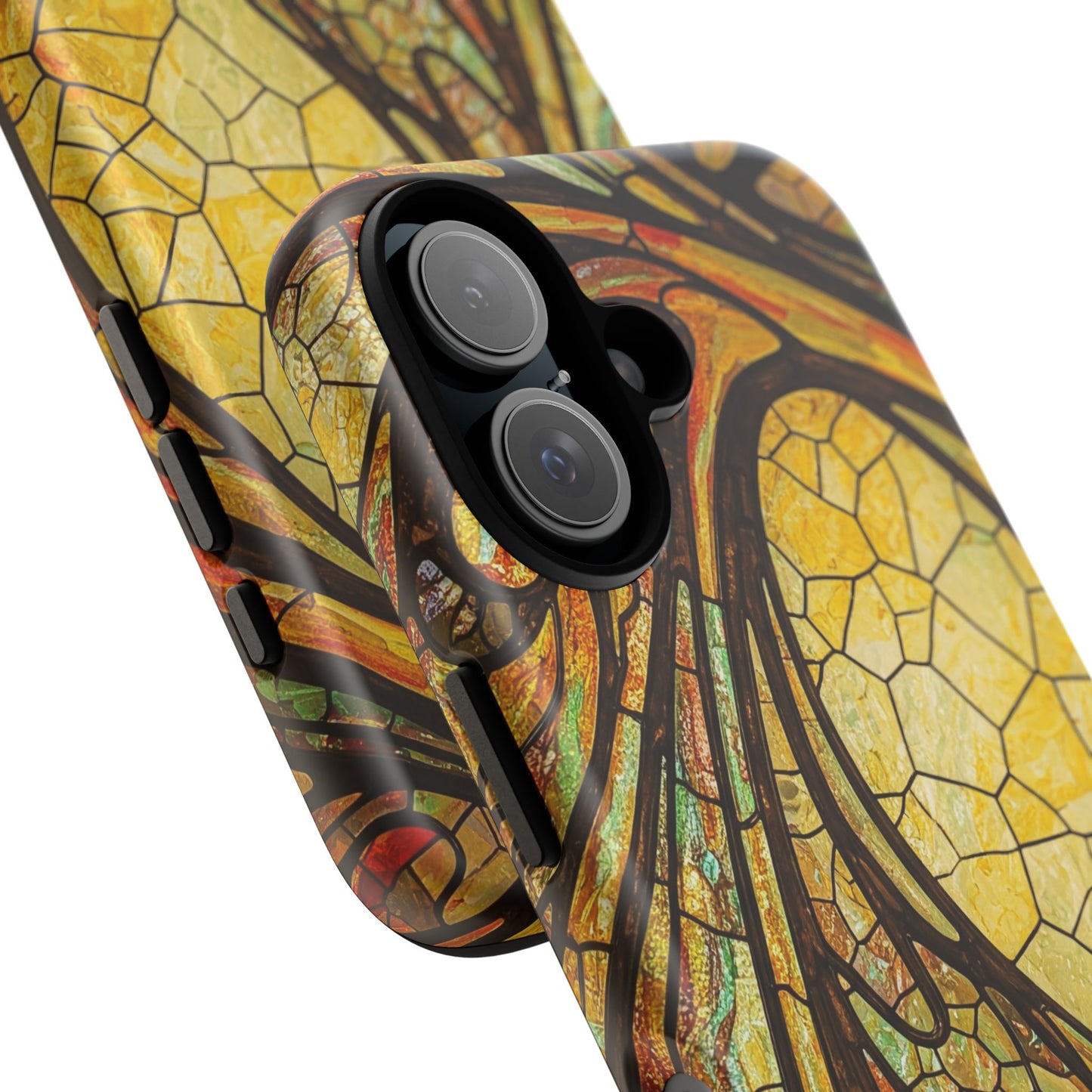 Faux Stained Glass Art Nouveau Style iPhone Case, Tough Cases, Vintage Design, Durable Phone Protector, Earth tones