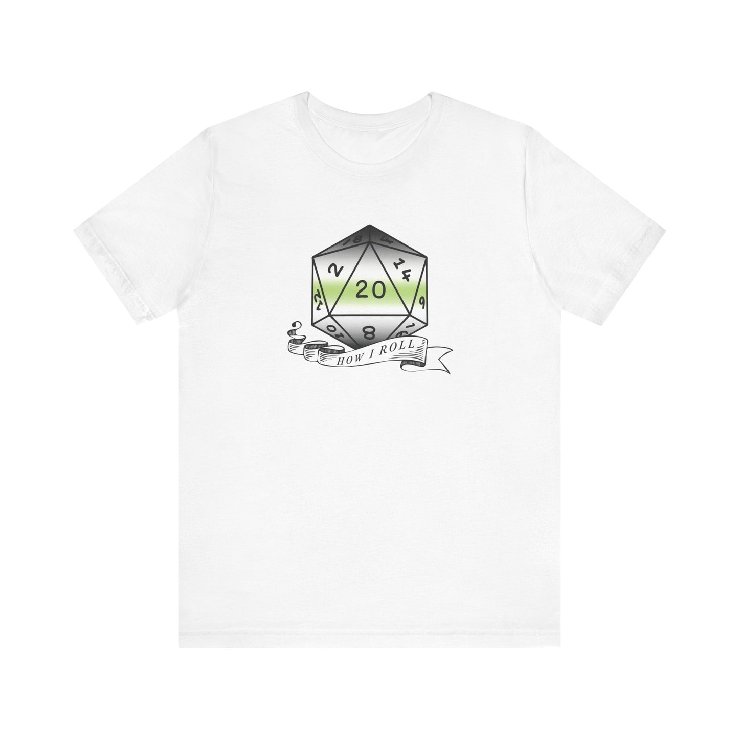 This Is How I Roll | Pride Flag D20 T-Shirt | Unisex T-Shirt | Nerdy Agender Pride