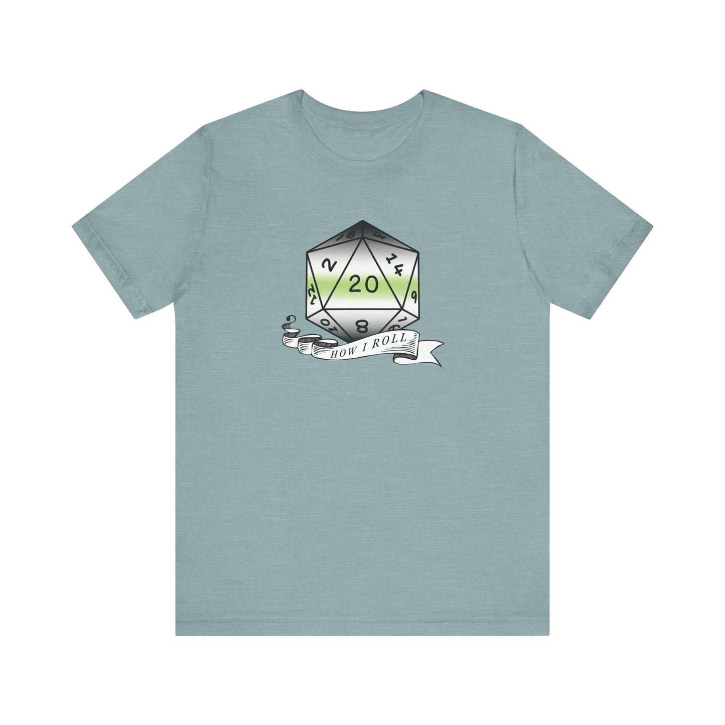 This Is How I Roll | Pride Flag D20 T-Shirt | Unisex T-Shirt | Nerdy Agender Pride
