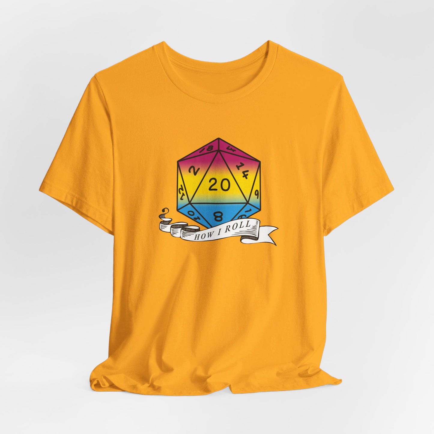 This Is How I Roll | Pride Flag D20 T-Shirt | Unisex T-Shirt | Nerdy Pansexual Pride
