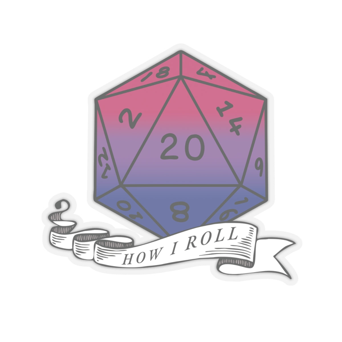 Bisexual Flag PRIDE D20 |This is How I Roll Sticker