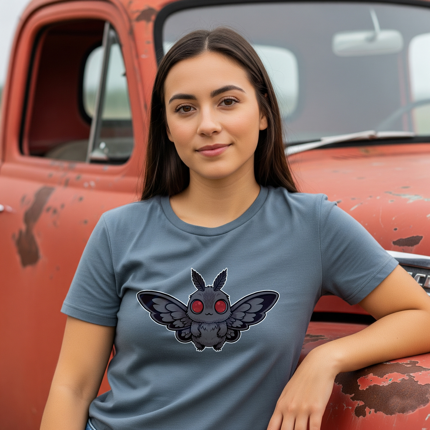 Cute Chibi Mothman T-Shirt, Cryptid Fan Shirt, Horror Graphic Tee, Halloween Gift for Cryptid Enthusiasts, Unisex Softstyle Shirt
