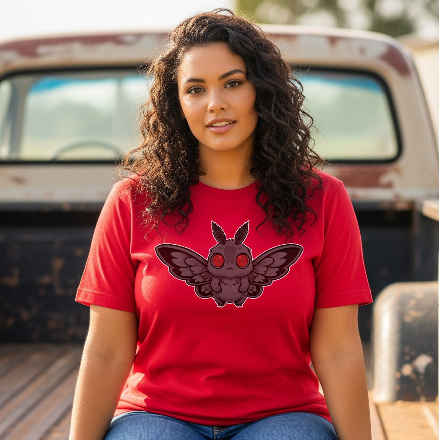Cute Chibi Mothman T-Shirt, Cryptid Fan Shirt, Horror Graphic Tee, Halloween Gift for Cryptid Enthusiasts, Unisex Softstyle Shirt