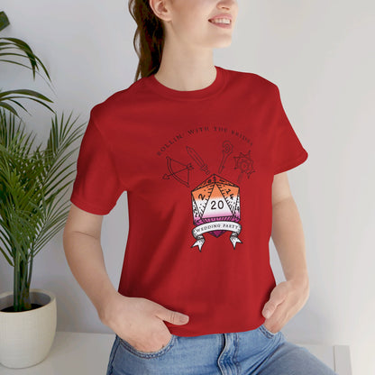 Lesbian Flag Dungeons & Dragons Wedding Party T-Shirts |TTRPG | Unisex T-Shirt | Nerdy Non-Binary