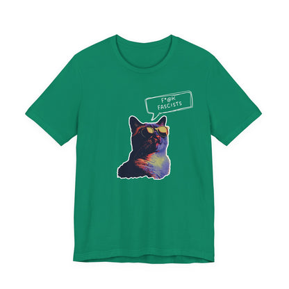 Y2K  Anti-Fascists Cat T-Shirt, Anti-Trump, Cat Lovers Gift, Activist Protest Tee, 1990's, 90's Aesthetic