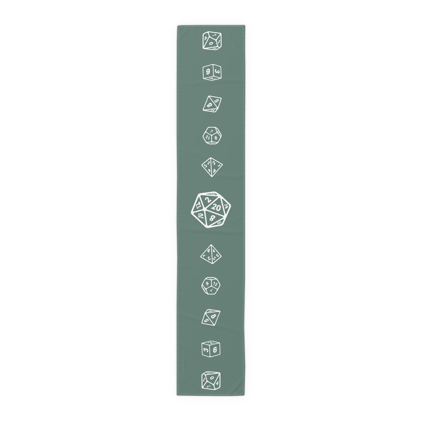 Sage Green D20 Table Runner, Game Night, TTRPG Decorations, Dungeons & Dragons Tabletop Games, Wedding Decor