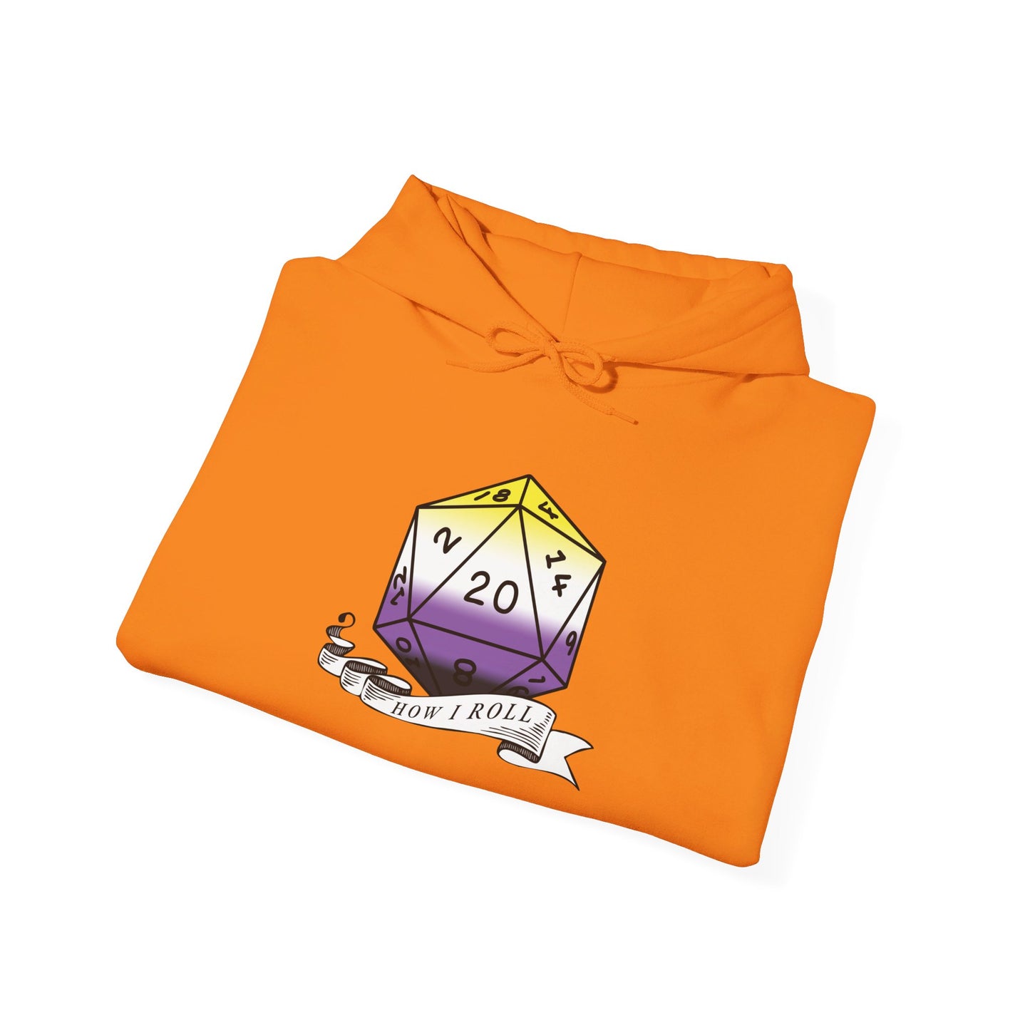 Nerdy Non-Binary Flag Pride | How I Roll | Pride Flag D20 Hoodie | Unisex Heavy Blend™ Hooded Sweatshirt