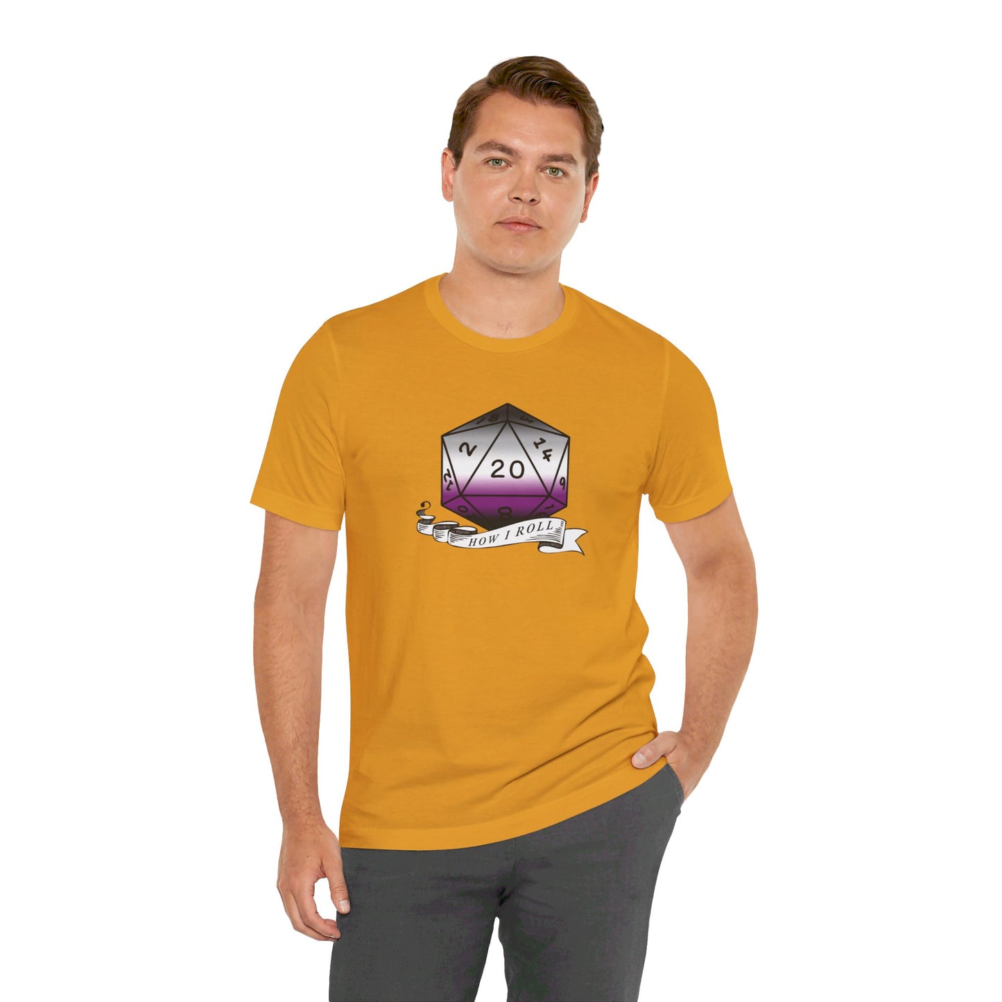 This Is How I Roll | Pride Flag D20 T-Shirt | Unisex T-Shirt | Nerdy Asexual Pride