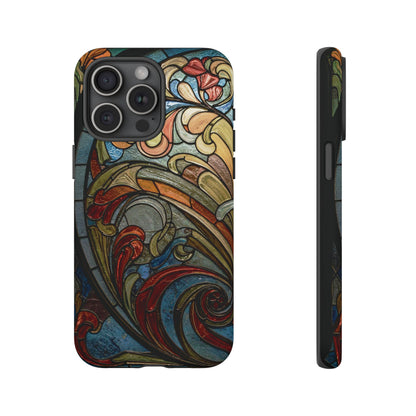Faux Stained Glass iPhone Case, Art Nouveau Tough Case, Vintage Art Lover Gift, Durable Protector, Artistic Phone Cover, Art Deco Phone Case
