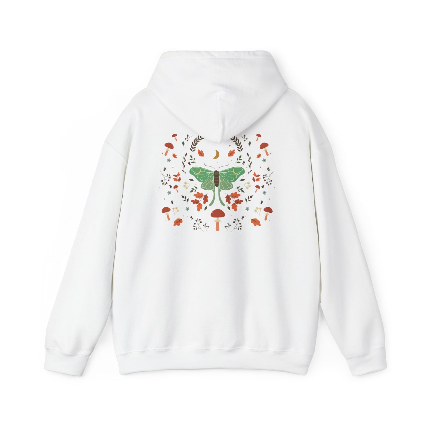 Luna Moth Vintage Boho Hoodie Woodland Vibes Green Moth Sweater Forest Botanical Floral Top Hooded Sweatshirt