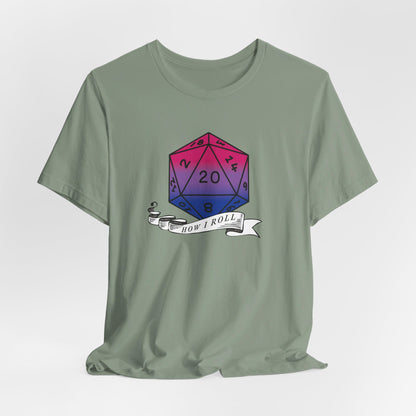 This Is How I Roll | Pride Flag D20 T-Shirt | Unisex T-Shirt | Nerdy Bisexual Pride