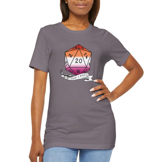 This Is How I Roll | Pride Flag D20 T-Shirt | Unisex T-Shirt | Nerdy Lesbian Pride