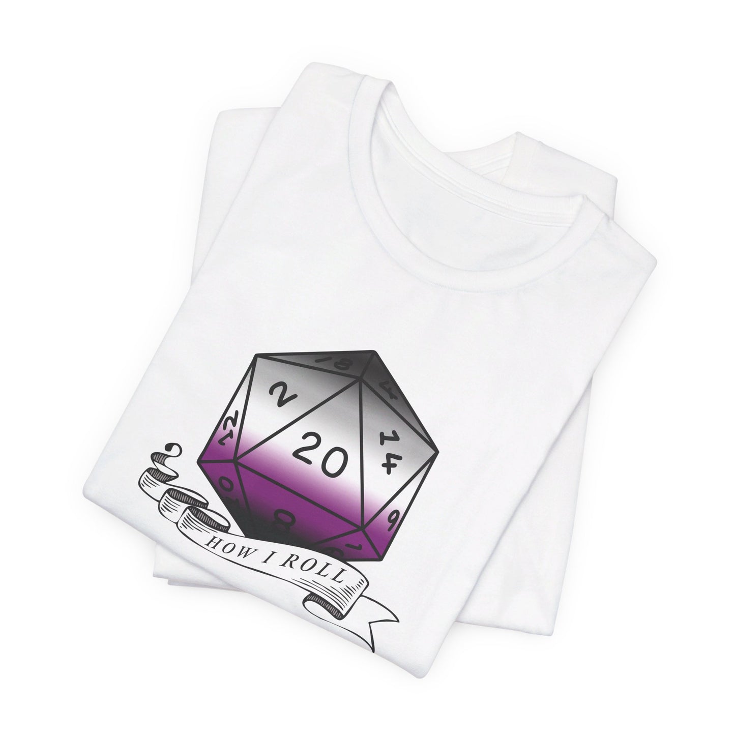 This Is How I Roll | Pride Flag D20 T-Shirt | Unisex T-Shirt | Nerdy Asexual Pride