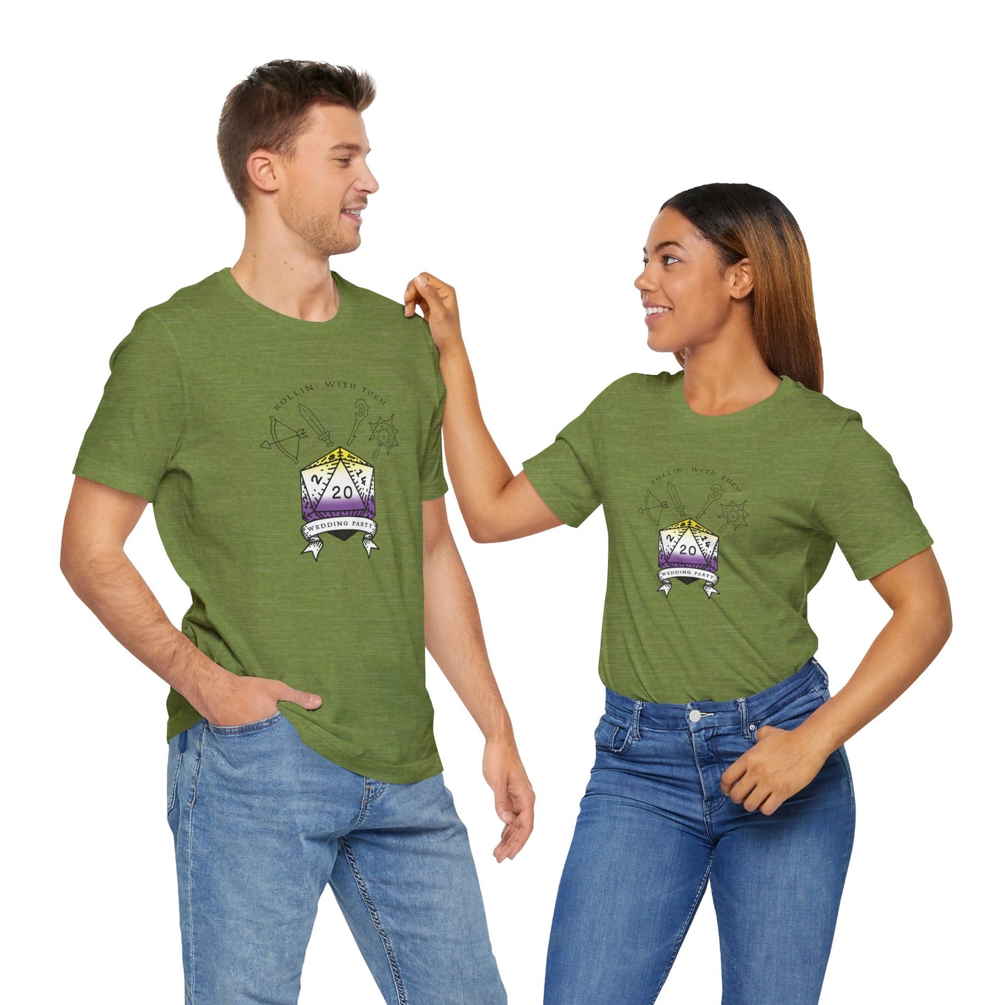 Non-Binary Flag Dungeons & Dragons Wedding Party T-Shirts |TTRPG | Unisex T-Shirt