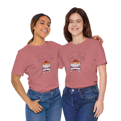 Lesbian Flag Dungeons & Dragons Wedding Party T-Shirts |TTRPG | Unisex T-Shirt | Nerdy Non-Binary