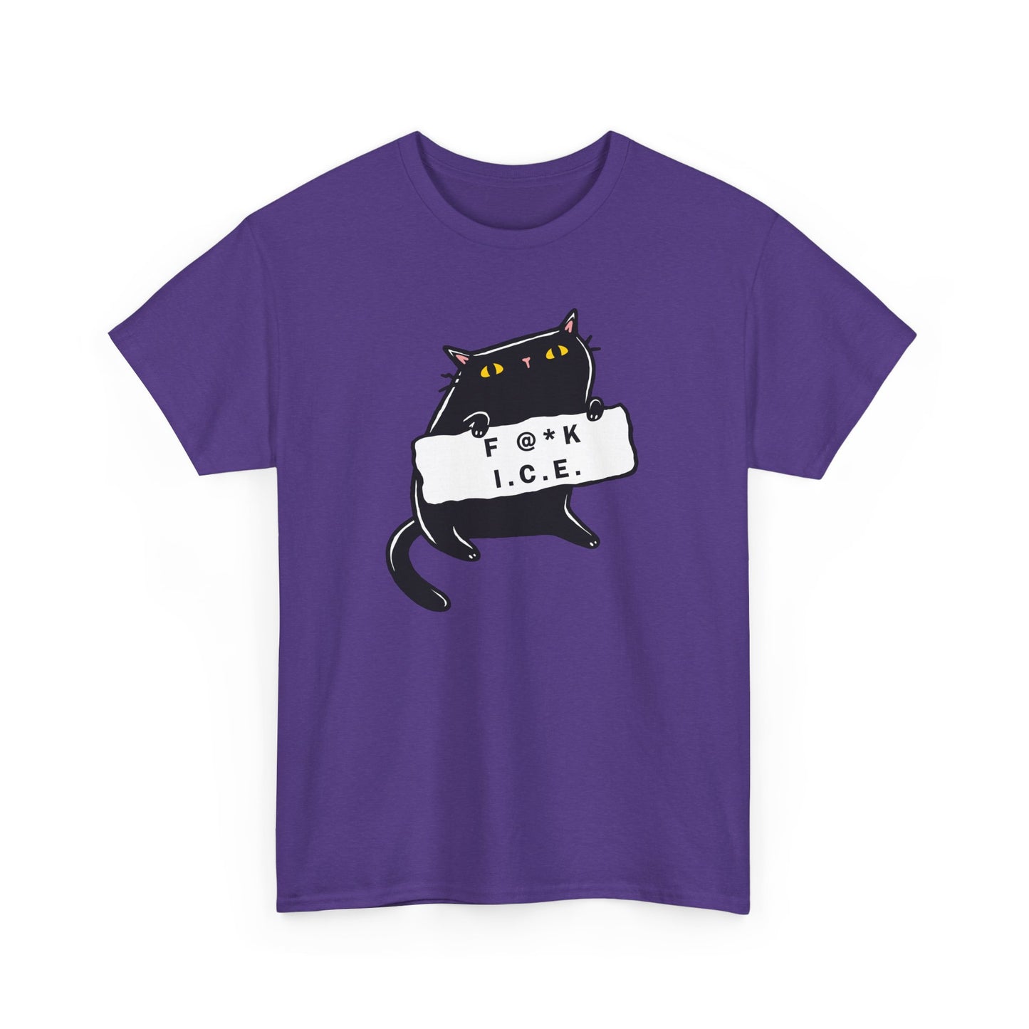 Black Cat Protest Unisex Tee - F**k Ice, Activist Cotton T-Shirt, Cat Lover Gift, Anti-Trump Shirt, Protester Gift, Political Tee